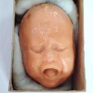 Vtg 1926 Kirk Baby Doll Face Bar Soap Creepy Scary Halloween Smiling Crying 3"